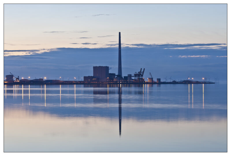 Dänemark, Blick auf Esbjerg von Nordby,Fanoe, Blaue Stunde